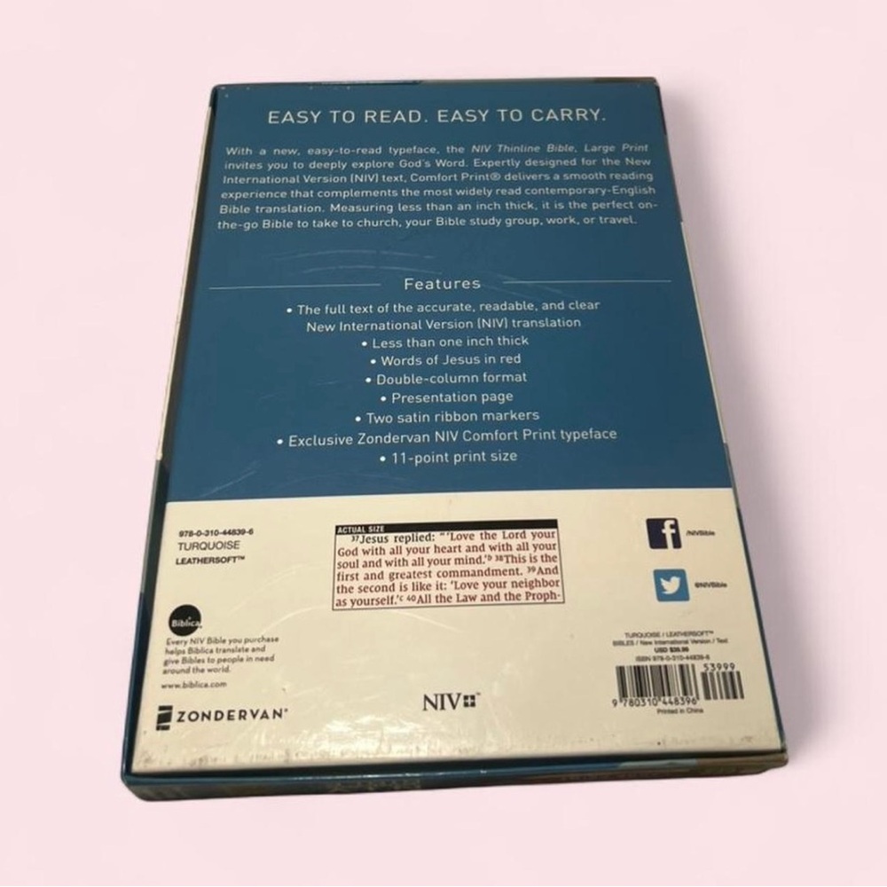 📖 NIV Thinline Bible - Large Print | Leathersoft Teal Floral Cover - Picture 4 of 8